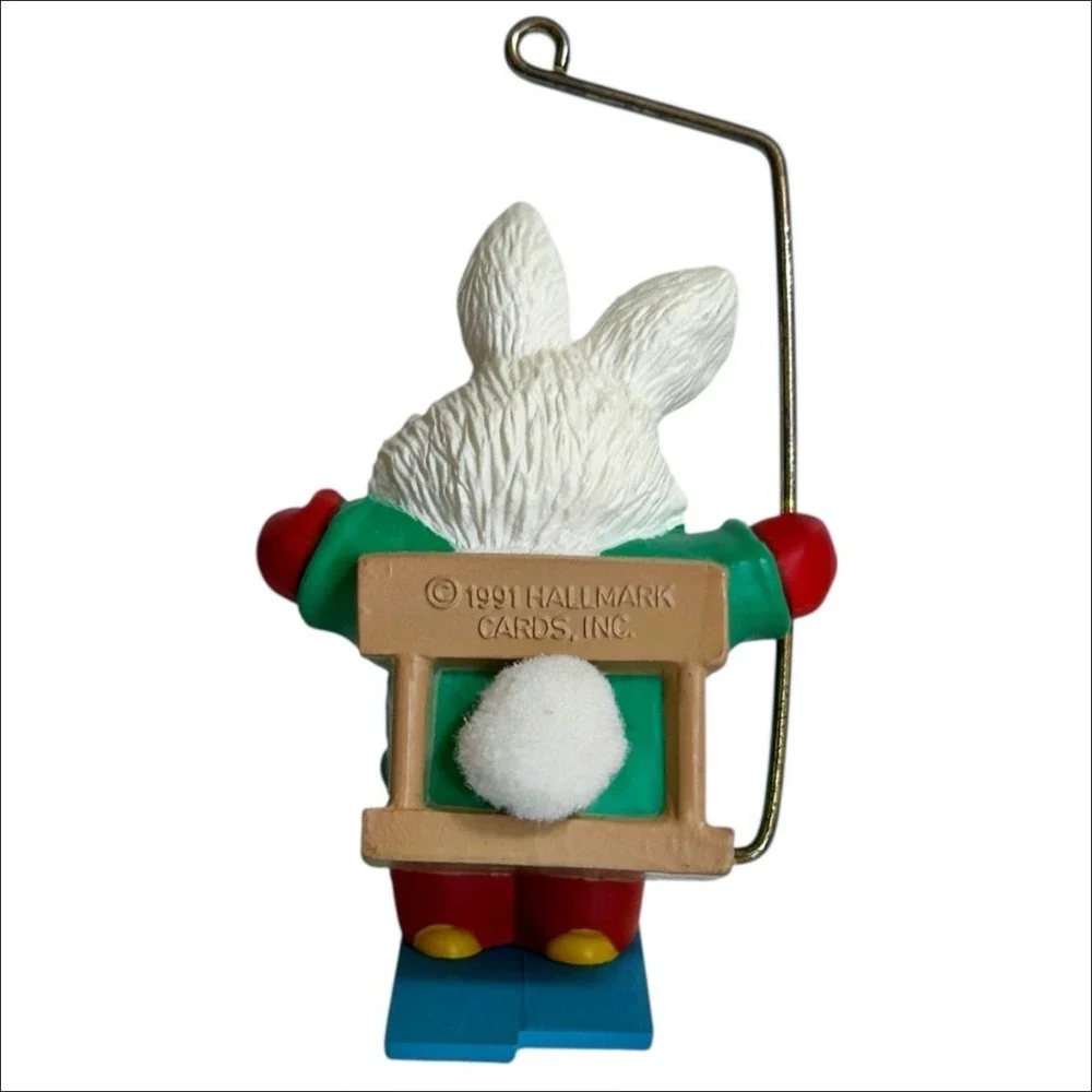 Hallmark Keepsake Ornament Ski Lift Bunny Christmas Tree Decoration Vintage 1991